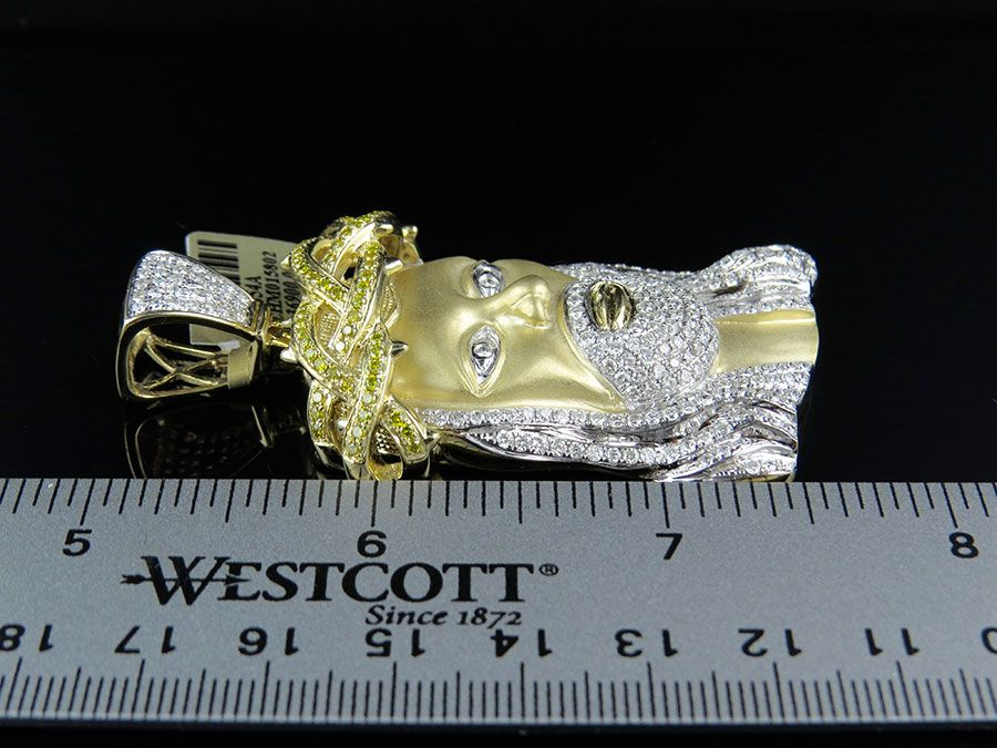 10K Gold Jesus Face Matte Lab Grown Diamond Pendant