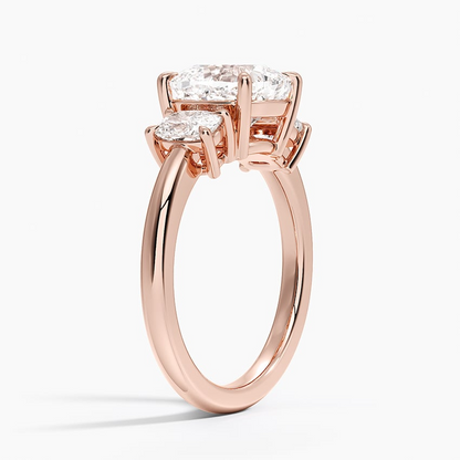 2 1/2 CT Cushion Cut Lab Grown Diamond 3 Stone Ring