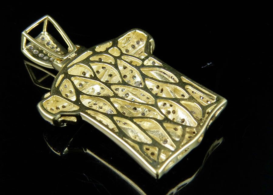 Jesus Head Iced  Out Lab Grown Diamond Yellow Gold Pendant