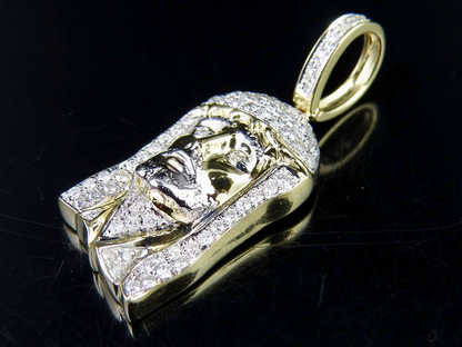 Jesus Face Yellow Gold Lab Grown Diamond Pendant