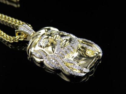 Lab Grown Diamond Franko Chain Jesus Face Pendant