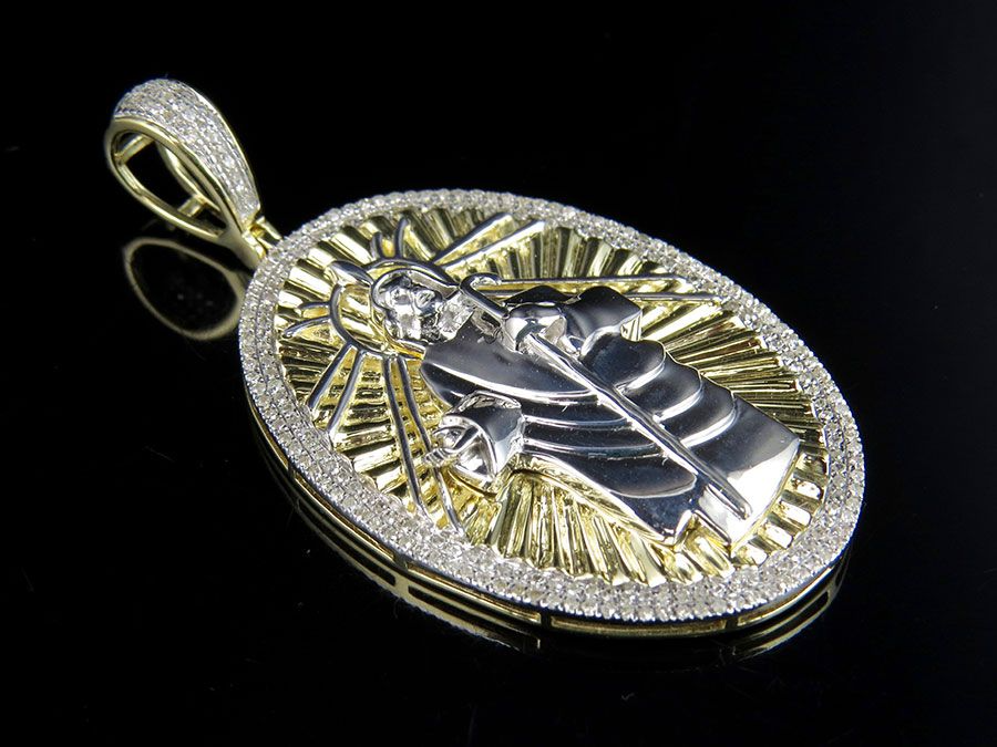 Two Tone Gold Lab Grown Diamond Jesu Medallion Pendant
