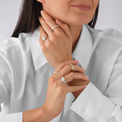 Yellow Gold Curved Shape Lab Grown Diamond Wedding Band