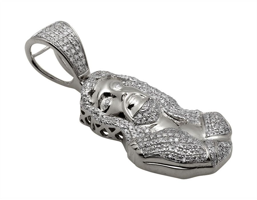 White Gold Lab Grown Diamond Praying Jesus Pendant