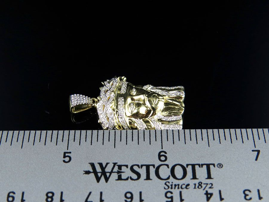 Yellow Gold Jesus Face Lab Grown Diamond Luxury Pendant