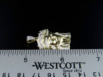 Yellow Gold Jesus Face Lab Grown Diamond Luxury Pendant