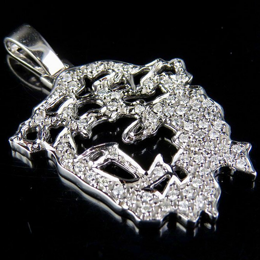 White Gold Jesus Cutout Lab Grown Diamond Pendant