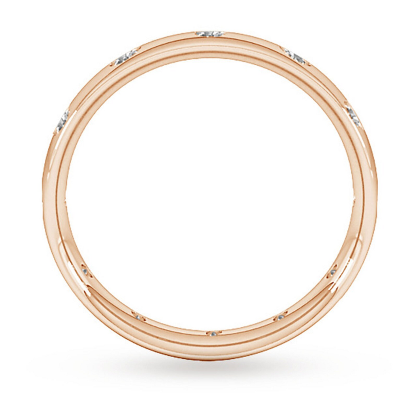 3MM Rose Gold Flush Setting Lab Grown Diamond Wedding Band