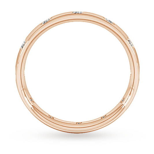 3MM Rose Gold Flush Setting Lab Grown Diamond Wedding Band