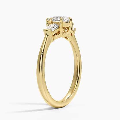 1/2 CT 3 Stone Lab Grown Diamond Pear Cut Engagement Ring