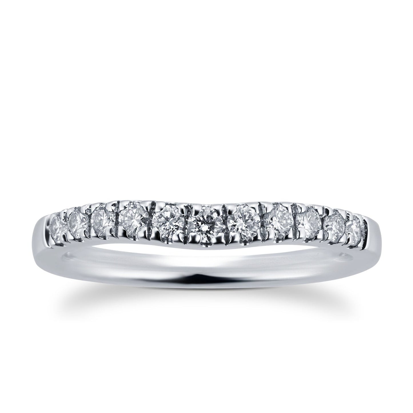 Curved Shape White Gold Lab Diamond Wedding Band