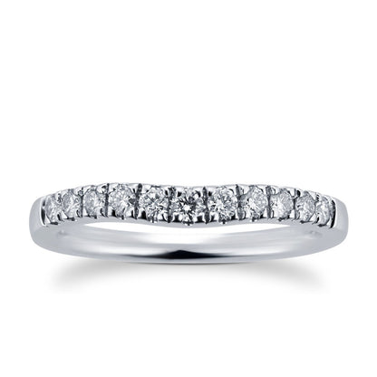Curved Shape White Gold Lab Diamond Wedding Band