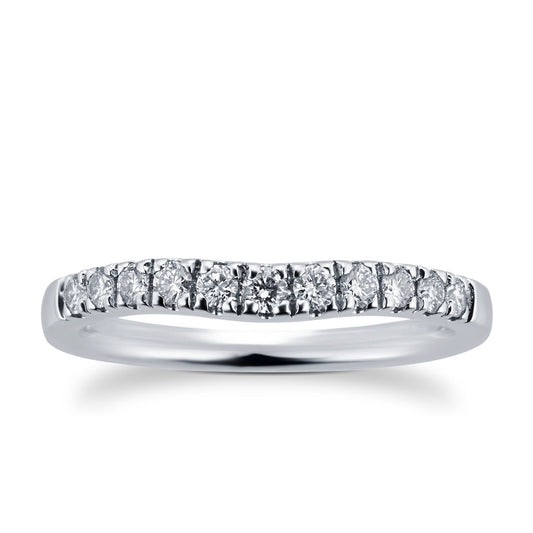 Curved Shape White Gold Lab Diamond Wedding Band
