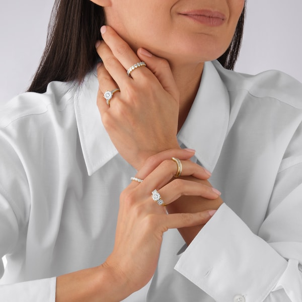 Yellow Gold Curved Shape Lab Grown Diamond Wedding Band