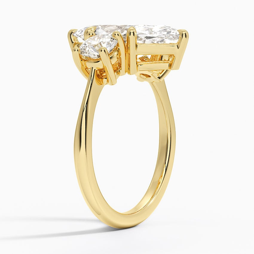 3 CT 3 Stone Lab Grown Diamond 18k Solid Gold Engagement Ring