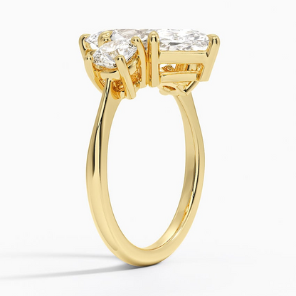 3 CT 3 Stone Lab Grown Diamond 18k Solid Gold Engagement Ring