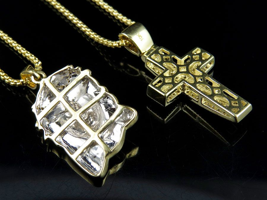Lab Grown Diamond Jesus Cross Chain Gold Pendant