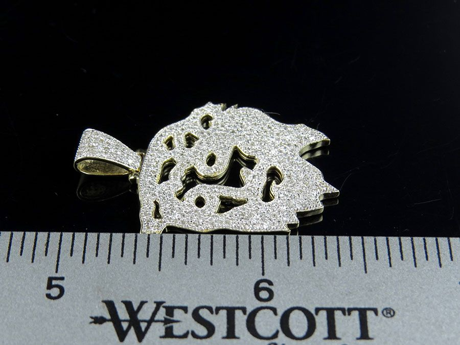 Lab Grown Diamond Jesus Digital Face Charm Gold Pendant