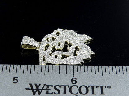 Lab Grown Diamond Jesus Digital Face Charm Gold Pendant