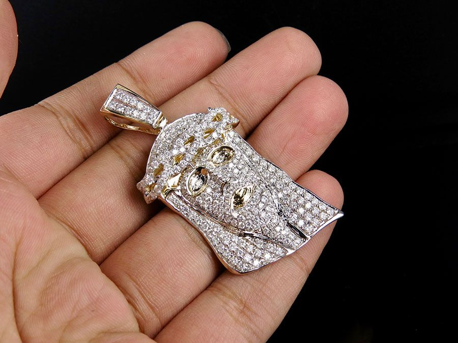 Iced Out Gold Lab Grown Diamond Jesus Pendant