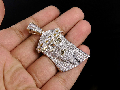 Iced Out Gold Lab Grown Diamond Jesus Pendant