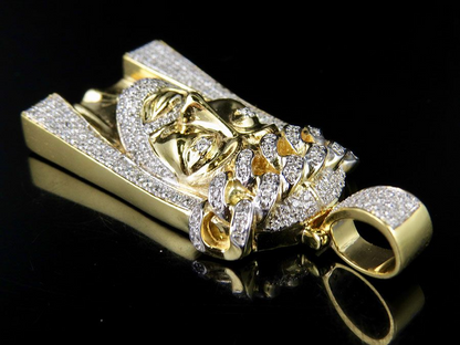 Jesus Cuban Crown Gold Lab Grown Diamond Pendant
