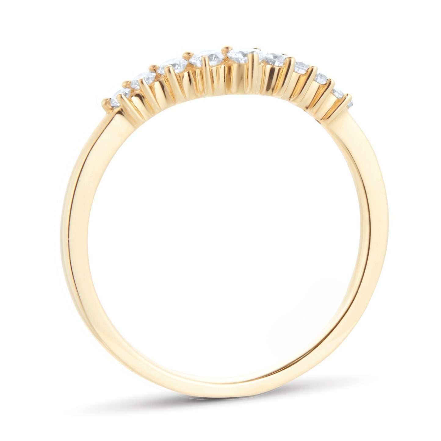 V Shape Yellow Gold Lab Grown Diamond Wedding Band