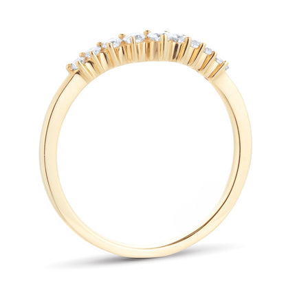 V Shape Yellow Gold Lab Grown Diamond Wedding Band