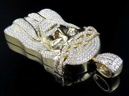 Men's Jesus Face Gold Lab Grown Diamond Pendant