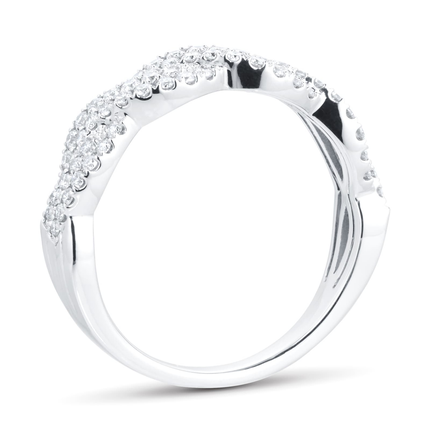 Two Row Lab Diamond Twist Eternity Gold Wedding Band