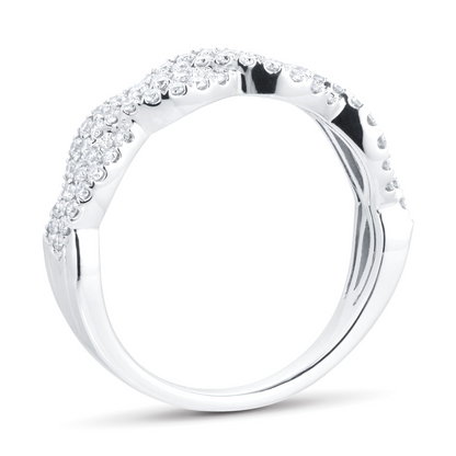 Two Row Lab Diamond Twist Eternity Gold Wedding Band