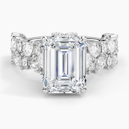 3 CT Lab Grown Diamond Emerald Cut Cluster Engagement Ring