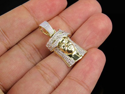 Jesus Face Custom Yellow Gold lab Grown Diamond Pendant