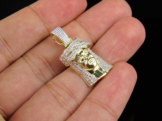 Jesus Face Custom Yellow Gold lab Grown Diamond Pendant