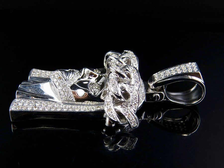 Lab Grown Diamond Crown Cuban Link Jesus Pendant