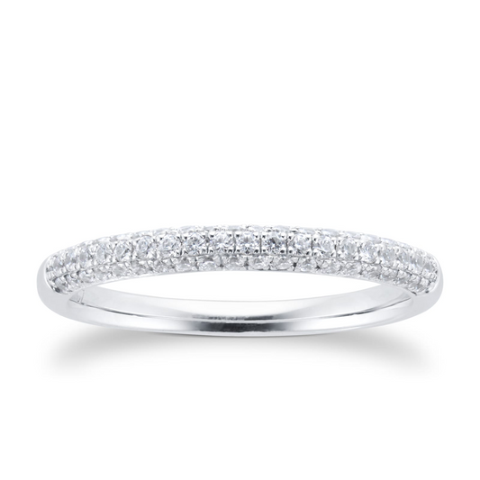 Three Row Lab Grown Diamond Gold Wedding Band