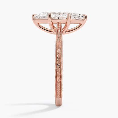 2 1/2 CT Marquise Cut Lab Grown Diamond Milgrian Ring