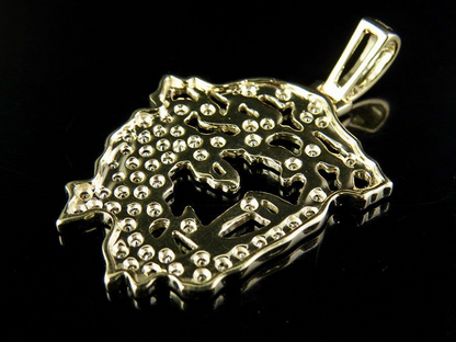 1.5 Inch Gold Lab Grown Diamond Jesus Cutout Pendant