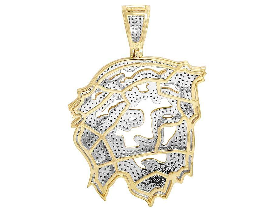 Lab Grown Diamond Yellow Gold Cutout Jesus Pendant