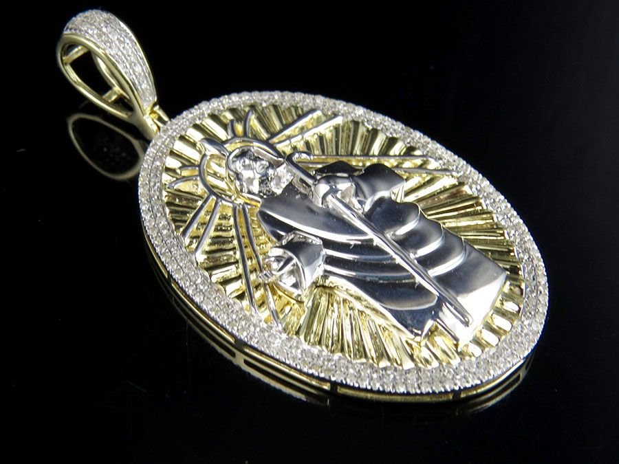 Two Tone Gold Lab Grown Diamond Jesu Medallion Pendant