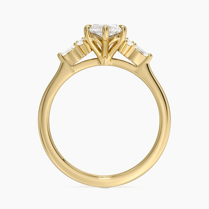1 1/2 Marquise Cut Lab Grown Diamond Cluster Enagagement Ring