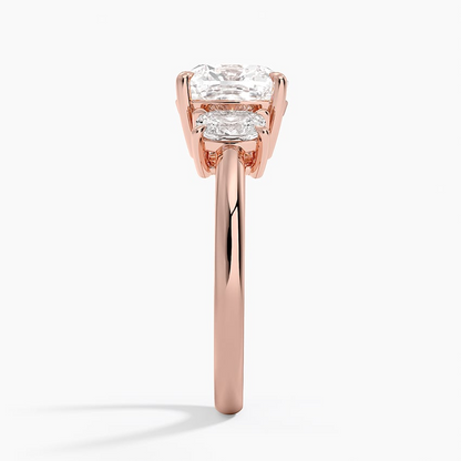 2 1/2 CT Cushion Cut Lab Grown Diamond 3 Stone Ring