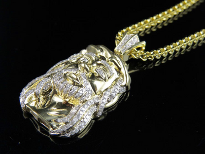 Lab Grown Diamond Franko Chain Jesus Face Pendant