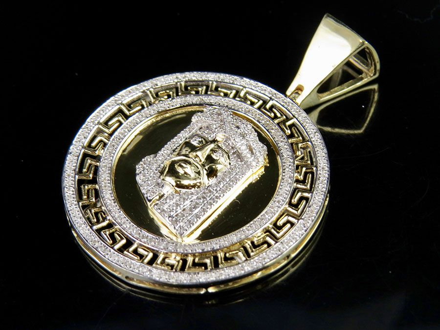 Greek Bezel Jesus Medallion Lab Grown Diamond Pendant