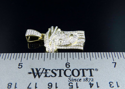 Jesus Head Iced  Out Lab Grown Diamond Yellow Gold Pendant