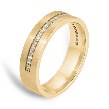 Yellow Gold Half Eternity Lab Diamond Wedding Band