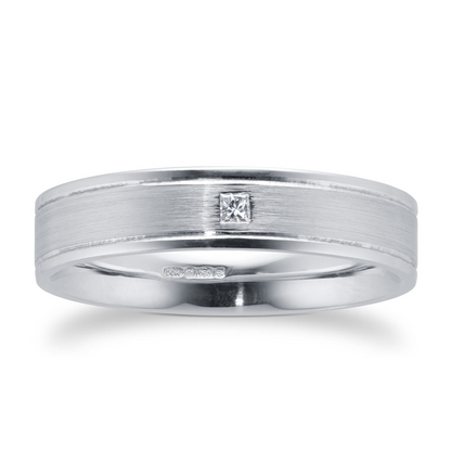 Princess Cut Flush Setting Gold Wedding Band