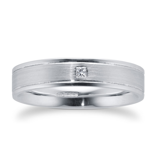 Princess Cut Flush Setting Gold Wedding Band