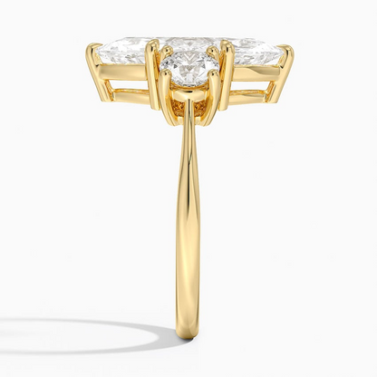 3 CT 3 Stone Lab Grown Diamond 18k Solid Gold Engagement Ring