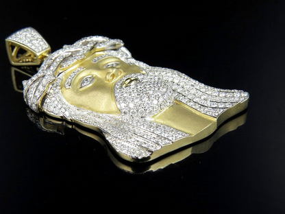 Jesus Matte Yellow Gold Lab Grown Diamond Pendant